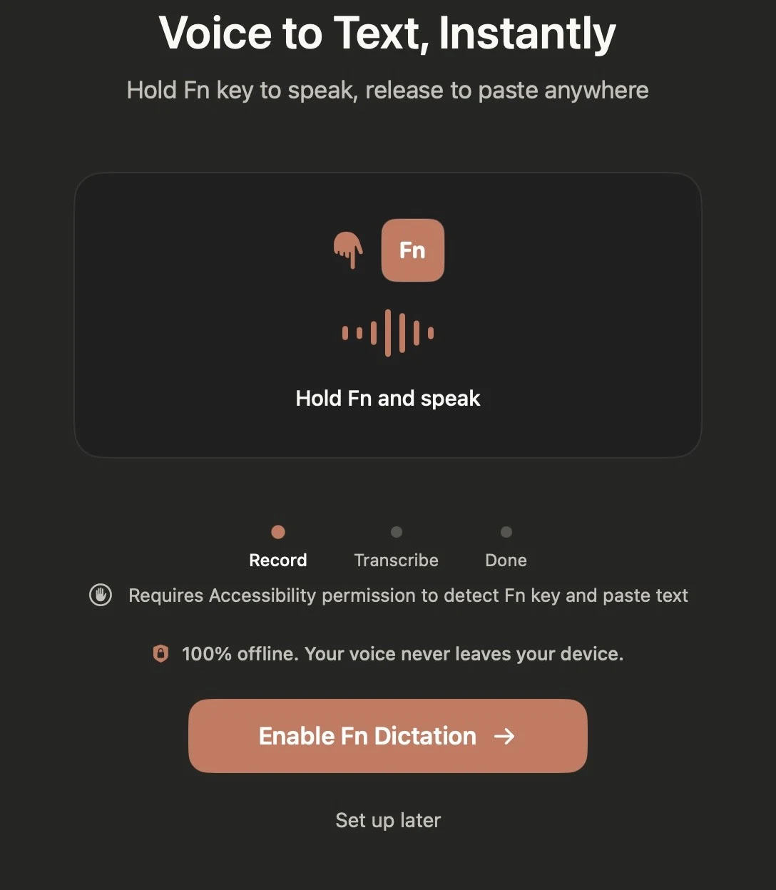 Hold Fn key to dictate anywhere on Mac with Whisper Notes