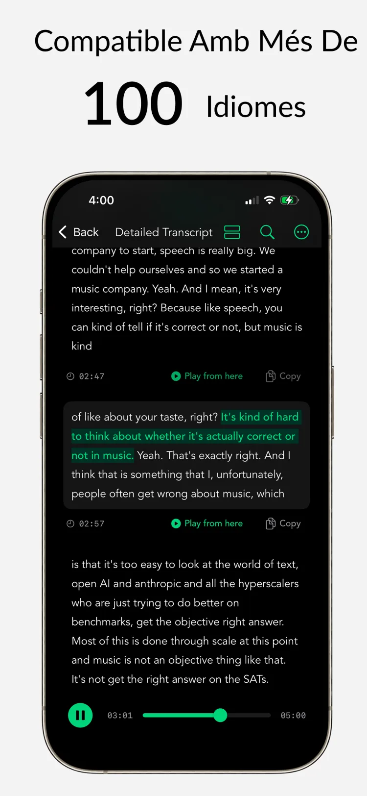 Suport multilingüe – Whisper Notes per a iPhone