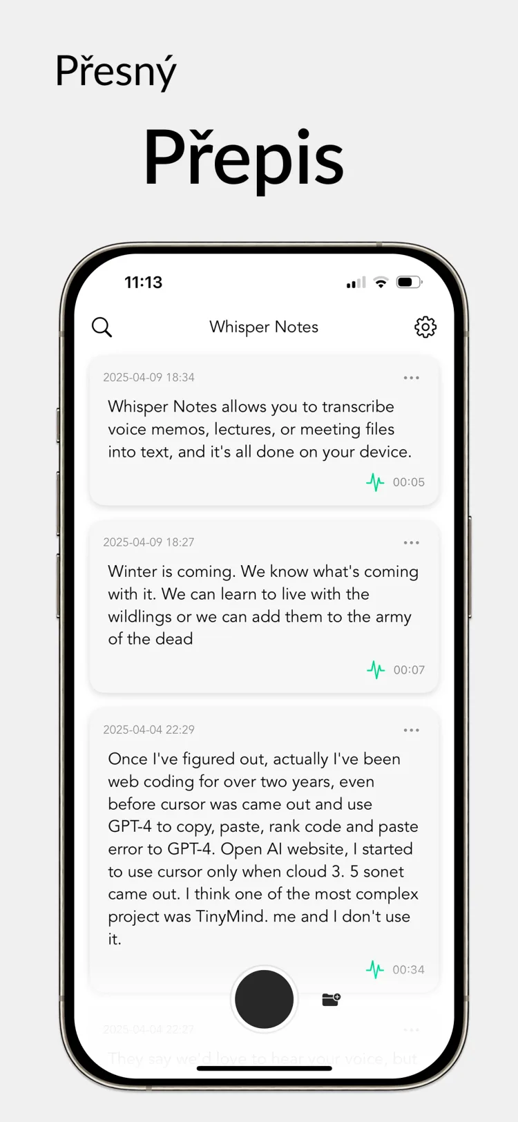 35 minut zvuku za 18 sekund – Whisper Notes pro iPhone