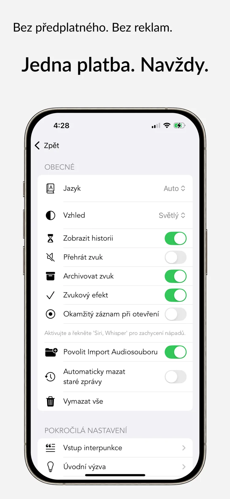 Navždy – Whisper Notes pro iPhone