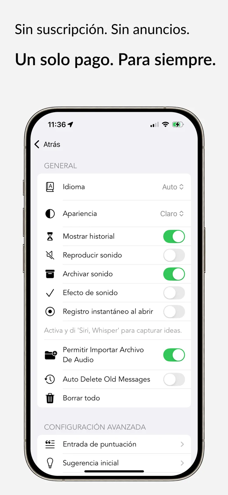 Acceso de por vida – Whisper Notes para iPhone