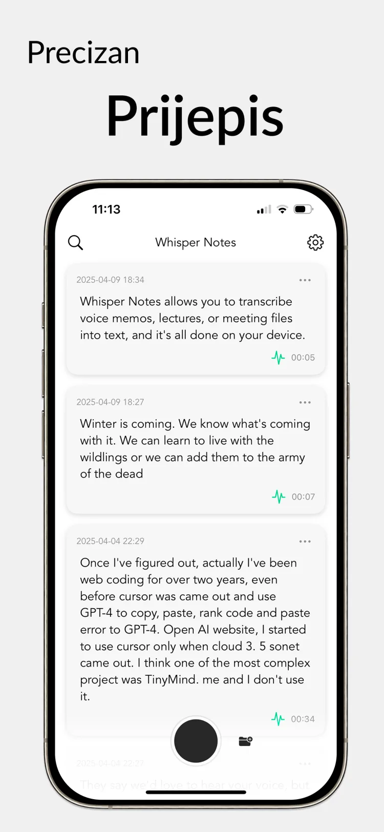 35 minuta zvuka za 18 sekundi – Whisper Notes za iPhone