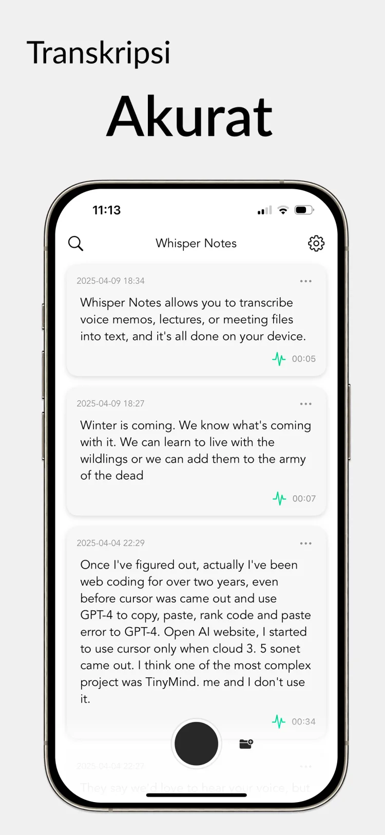Audio 35 menit dalam 18 detik – Whisper Notes untuk iPhone
