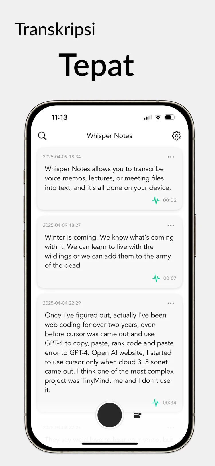 Audio 35 minit dalam 18 saat – Whisper Notes untuk iPhone