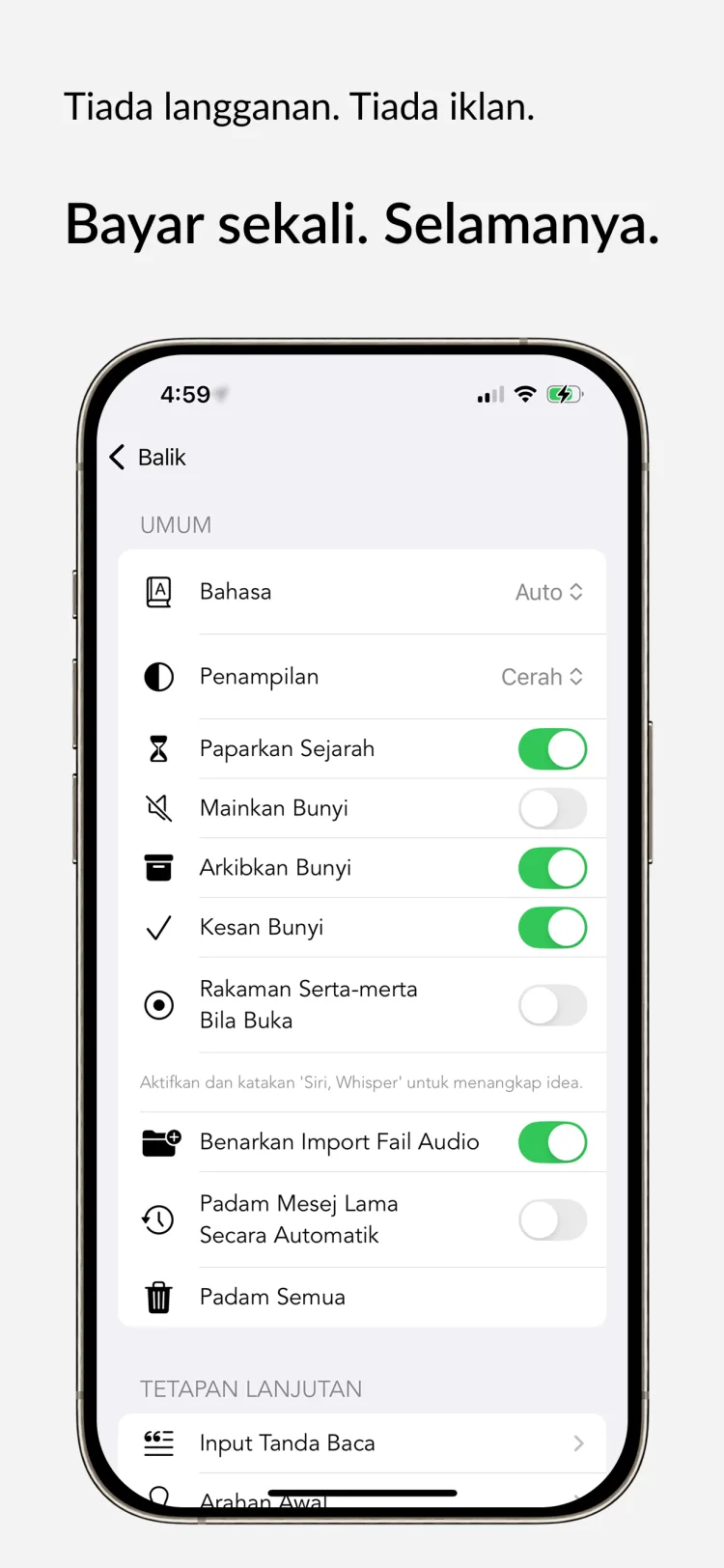 Akses Seumur Hidup – Whisper Notes untuk iPhone