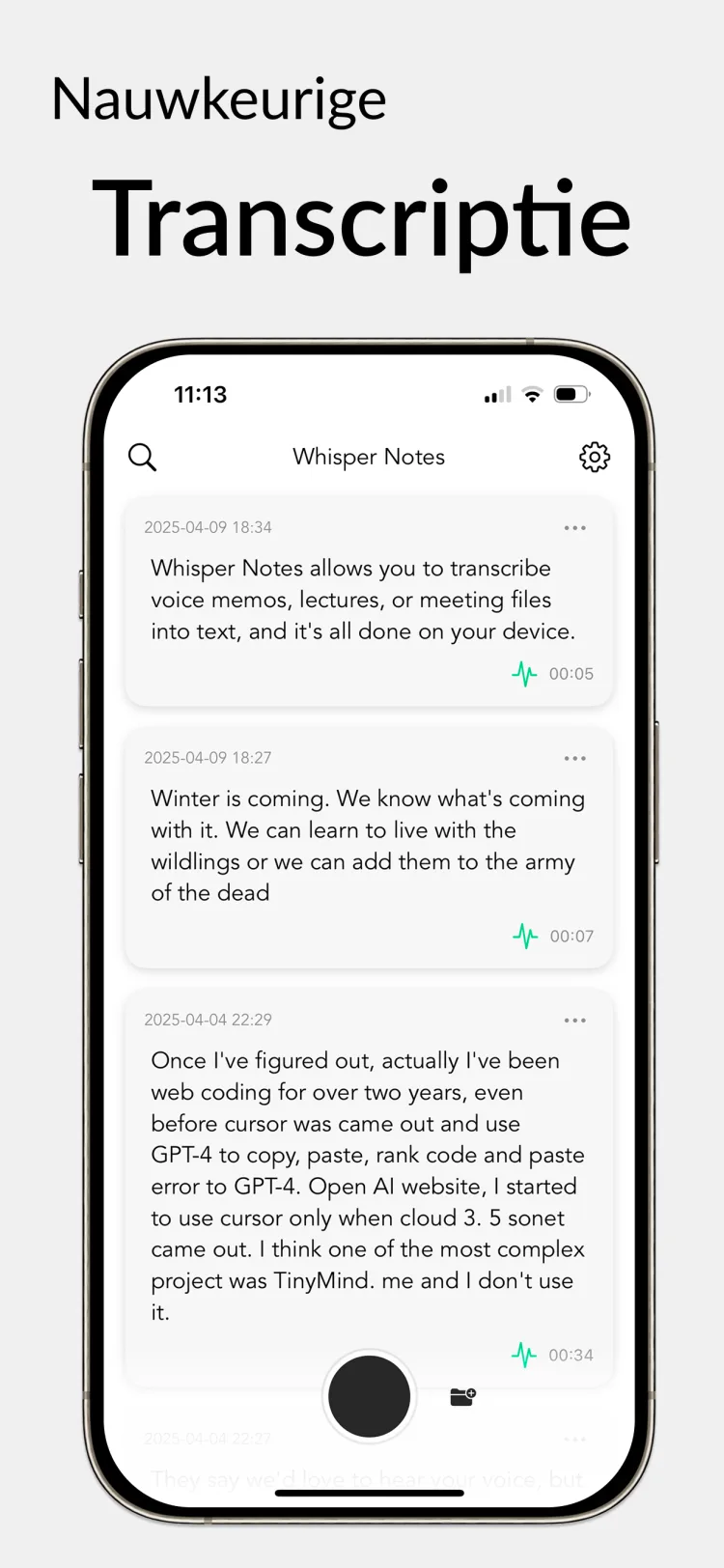 35 minuten audio in 18 seconden – Whisper Notes voor iPhone