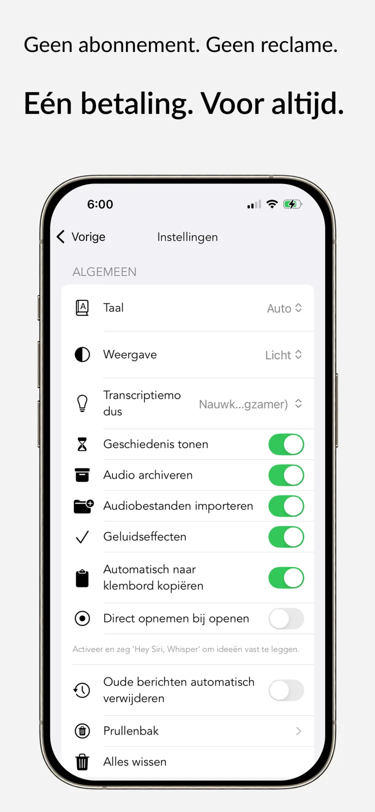 Koop eenmalig, gebruik altijd – Whisper Notes voor iPhone