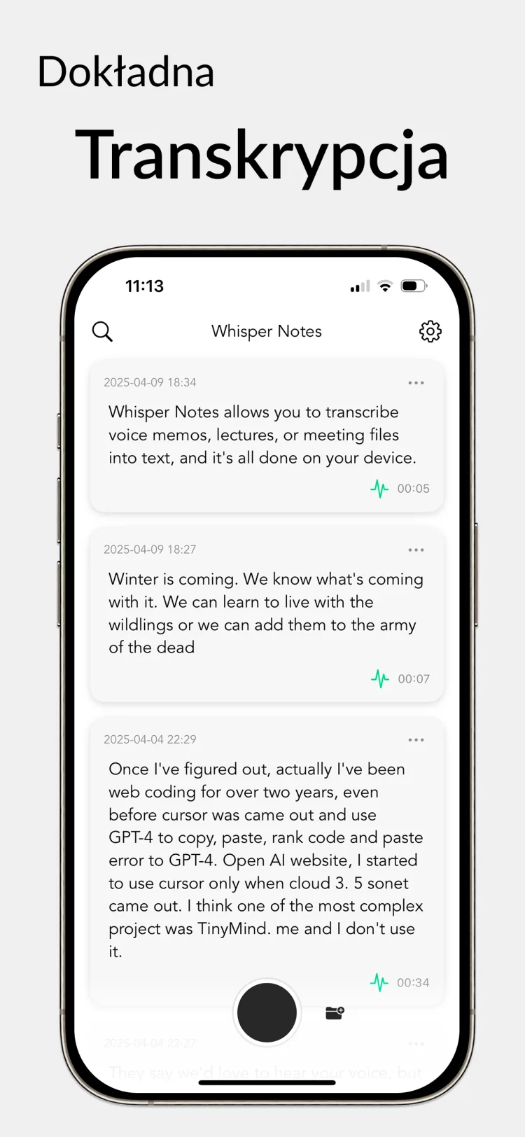 35 minut audio w 18 sekund – Whisper Notes na iPhone'a