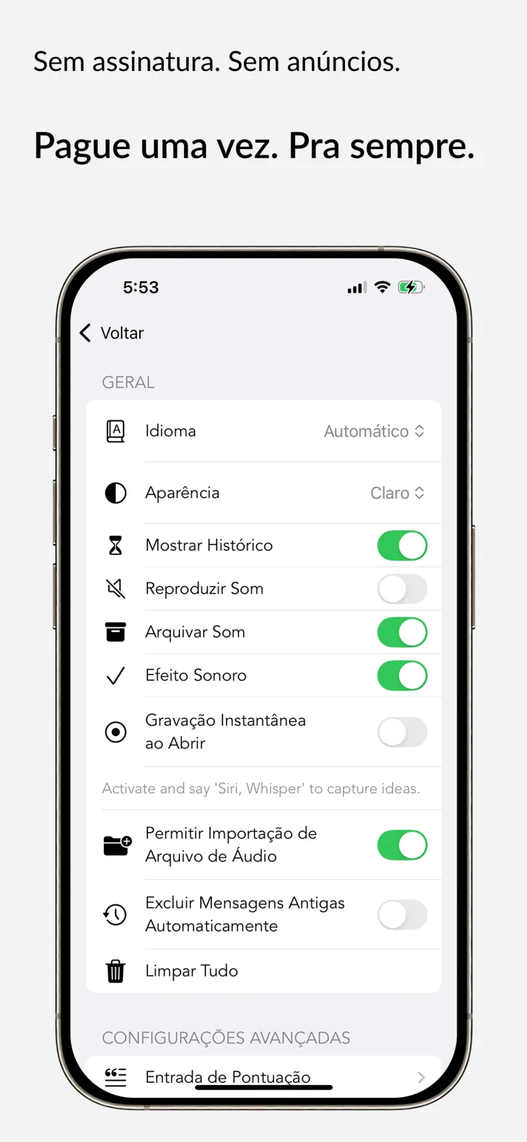 Acesso Vitalício – Whisper Notes para iPhone