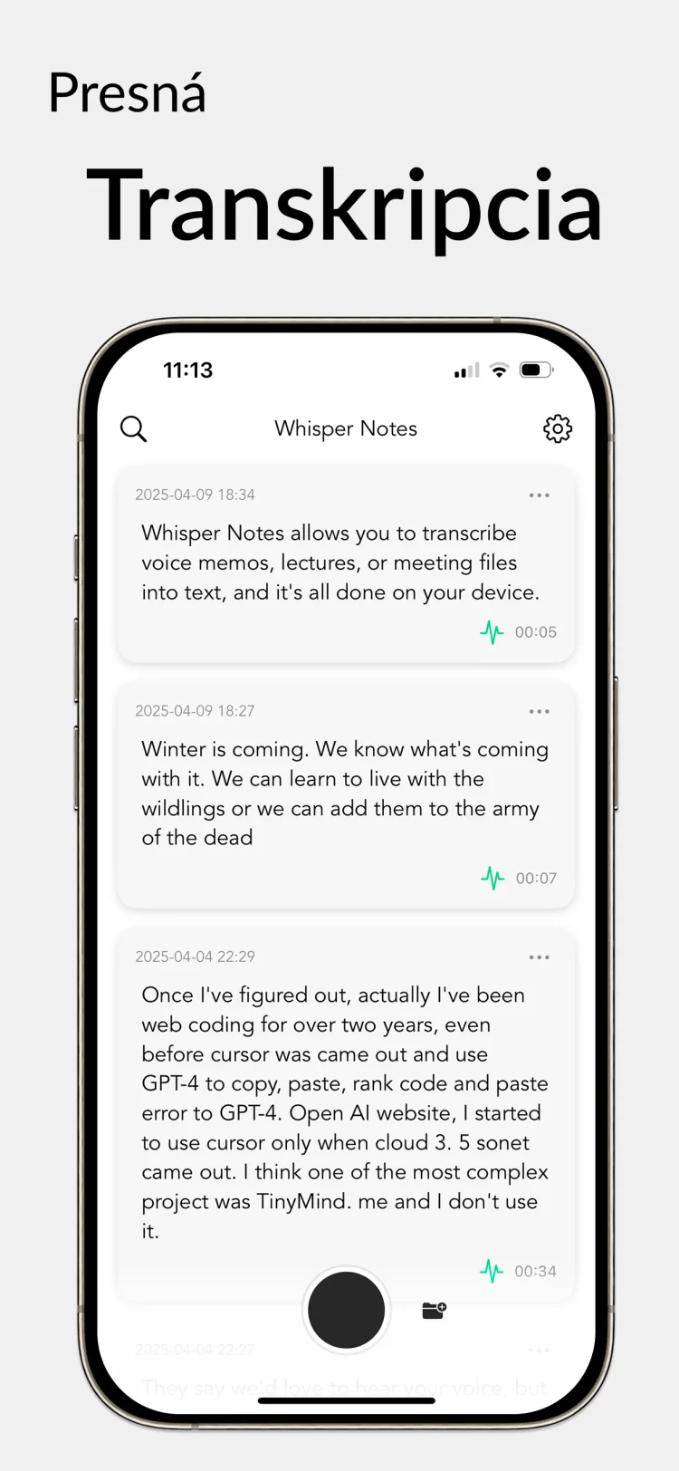 35 minút zvuku za 18 sekúnd – Whisper Notes pre iPhone