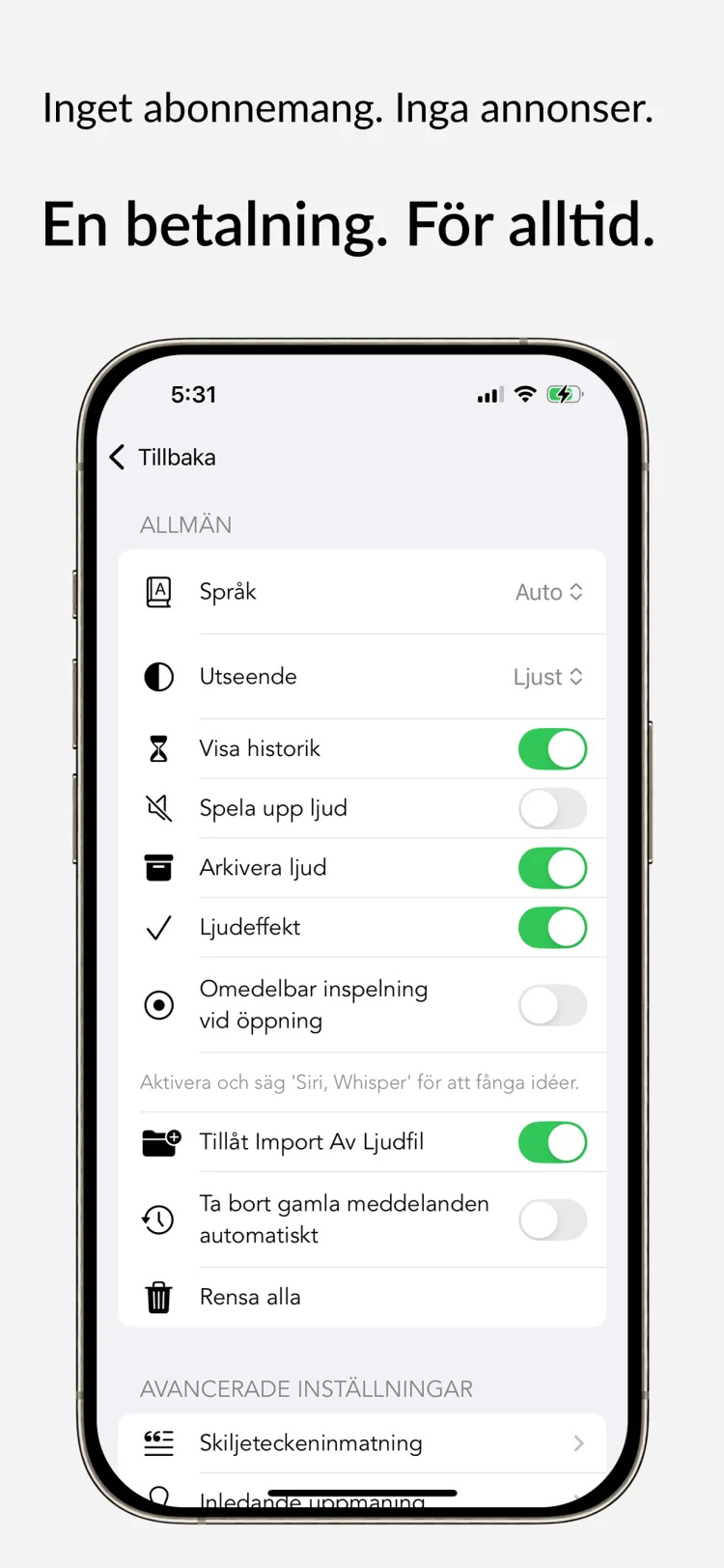 Livstidsåtkomst – Whisper Notes för iPhone