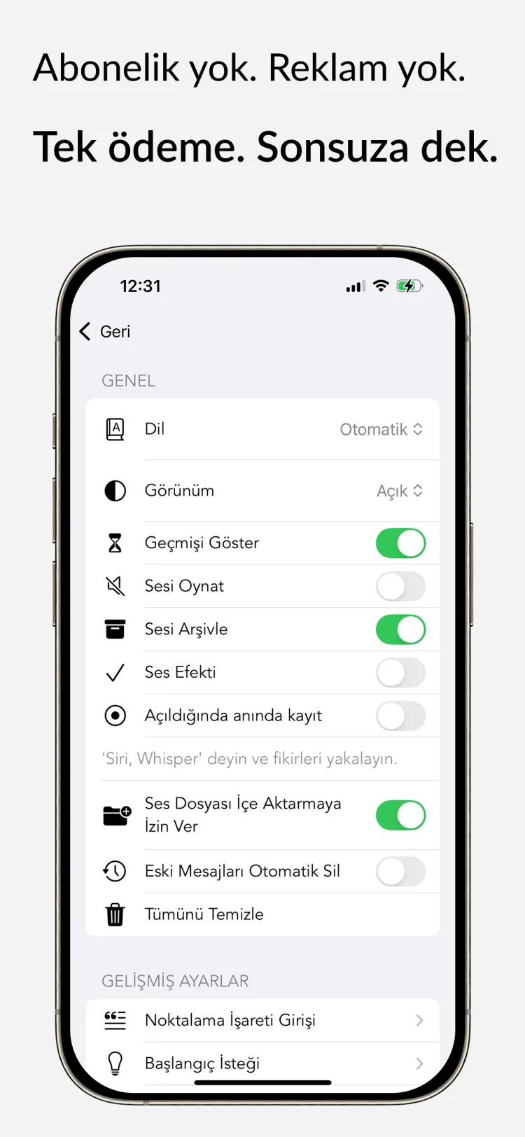 Ömür Boyu Erişim – iPhone için Whisper Notes