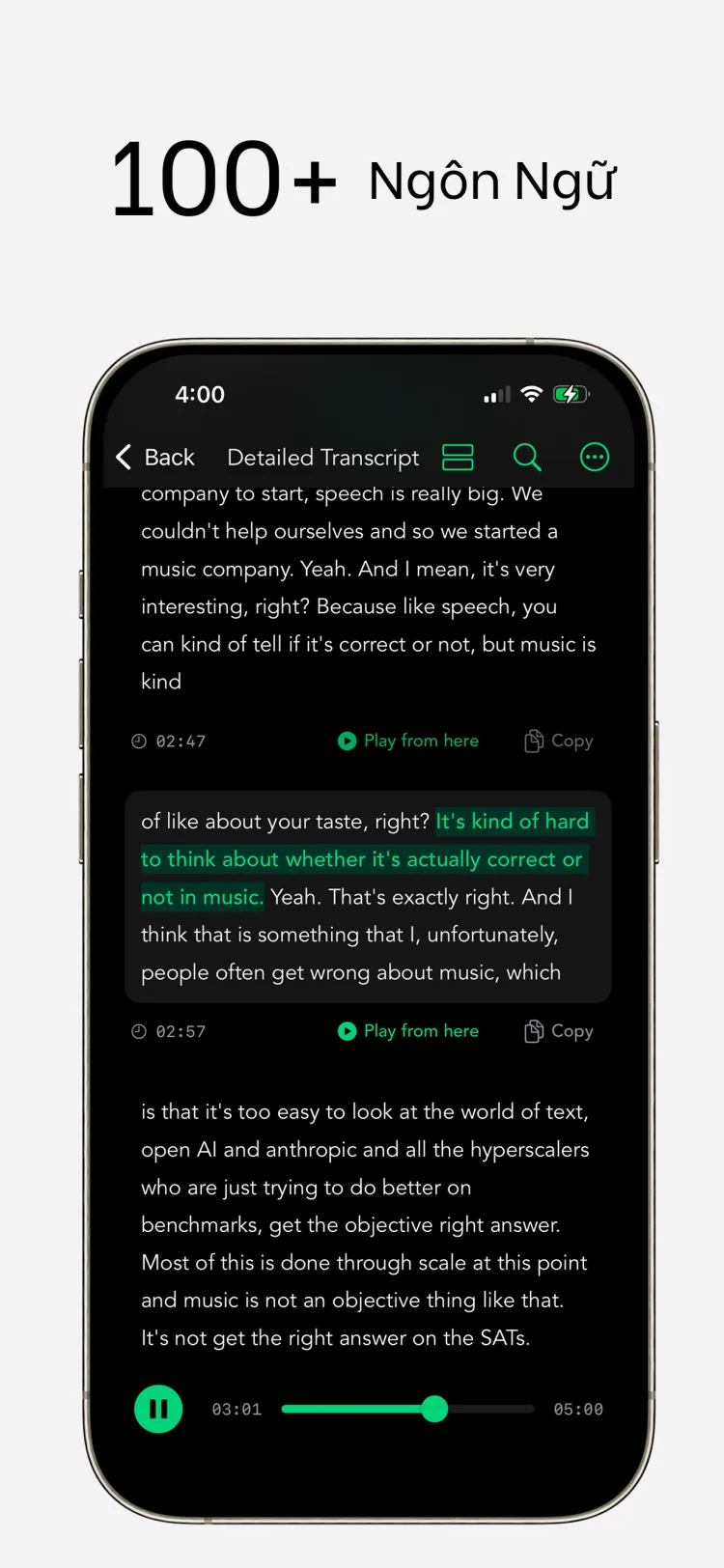 100+ ngôn ngữ – Whisper Notes cho iPhone