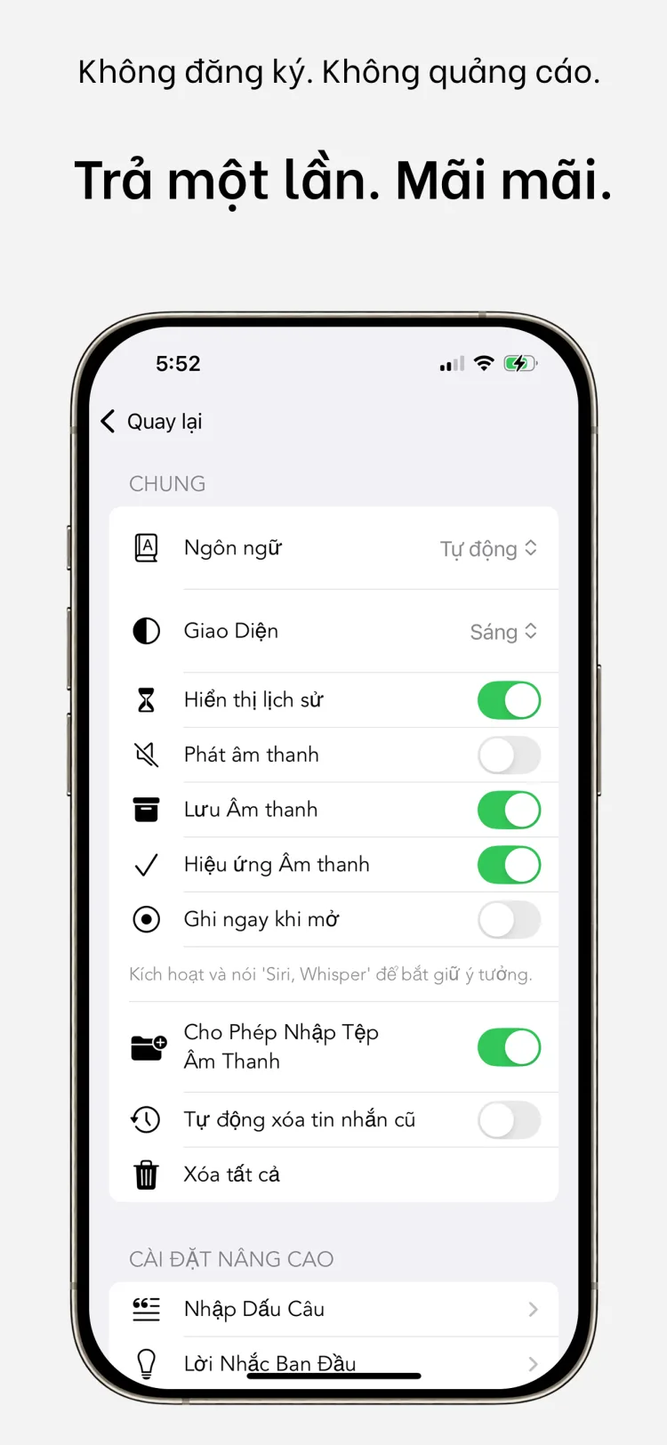 Dùng trọn đời – Whisper Notes cho iPhone