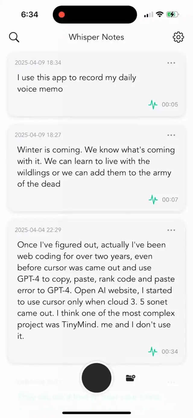 Whisper Notes app demo